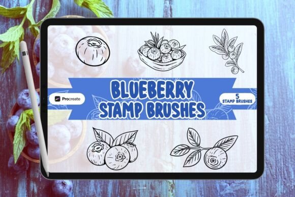 Blueberry Brush Stamp Set for Procreate