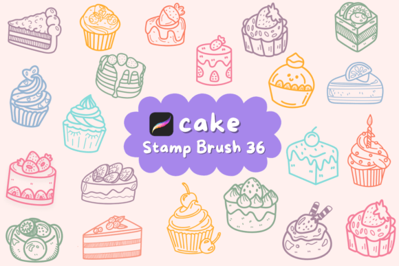 Cake: Elevating Digital Artistry with Sketch-Style Procreate Stamp Brushes