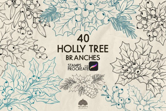 Christmas Holly Tree Procreate Stamps: Elevating Digital Holiday Art