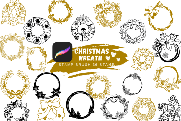 Christmas Wreath: A Sketch Style Procreate Stamp Brush