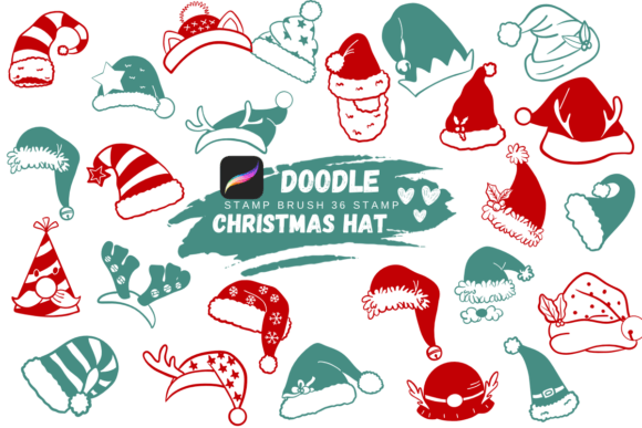 Doodle Christmas Hat: Procreate Stamp Brushes