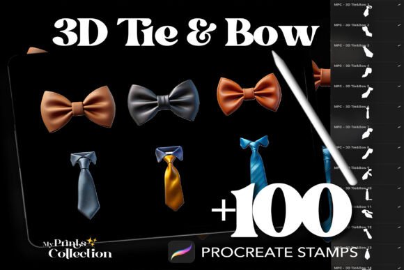Evaluating 100 Procreate 3D Tie and Bow Stamps for Digital Artwork