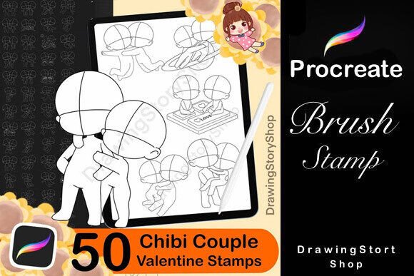 Evaluating the 50 Procreate Chibi Couple Stamp Set 5