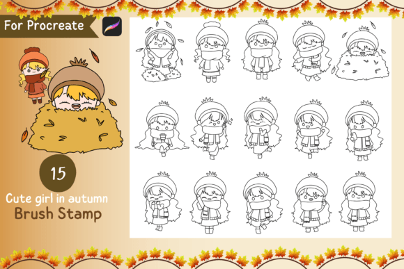 Evaluating the Procreate Brush Stamp Cute Girl InAutumn for Digital Illustration