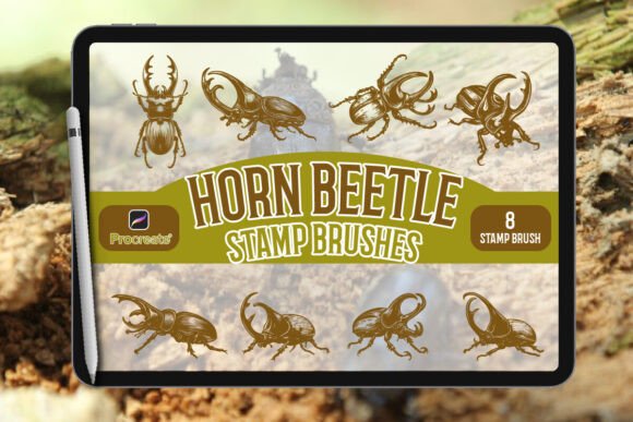 HornBeetle Brush Stamp Set for Procreate