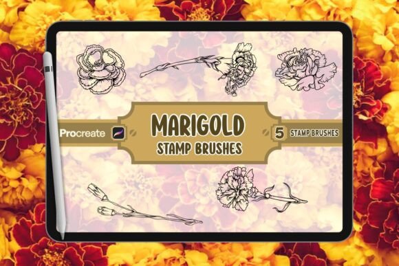 Marigold Brush Stamp Set for Procreate