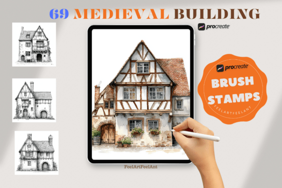 Medieval Building 69 Procreate Stamps
