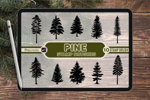 Pine Brush Stamp Set for Procreate: Unleash Your Wilderness Creativity