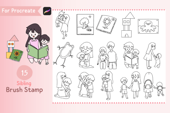 Procreate Brush Stamp Sibling: Cute Doodles for Design