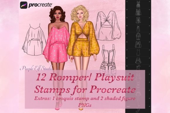 Romper Playsuit Procreate Stamps: Accelerating Fashion Illustration Workflows