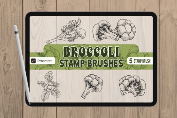 Unleash Digital Nature: The Broccoli Brush Stamp Set for Procreate