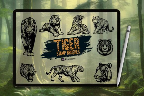 Unleash Your Creativity with the Tiger Brush Stamp Set for Procreate